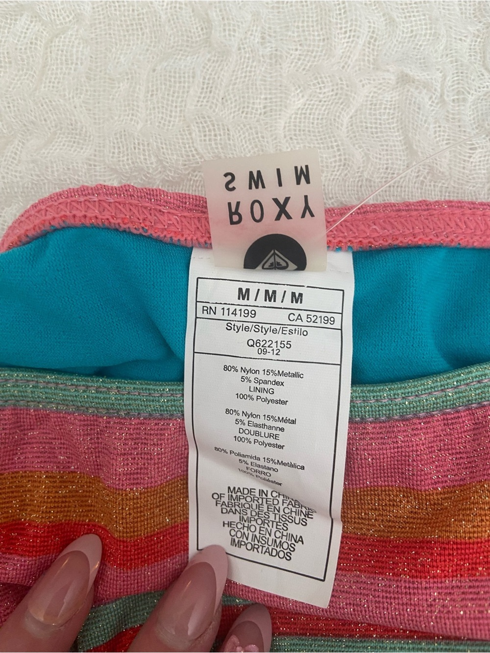 NWT ROXY SHIMMER STRIPE BIKINI SIZE SMALL/MEDIUM - Picture 7 of 10